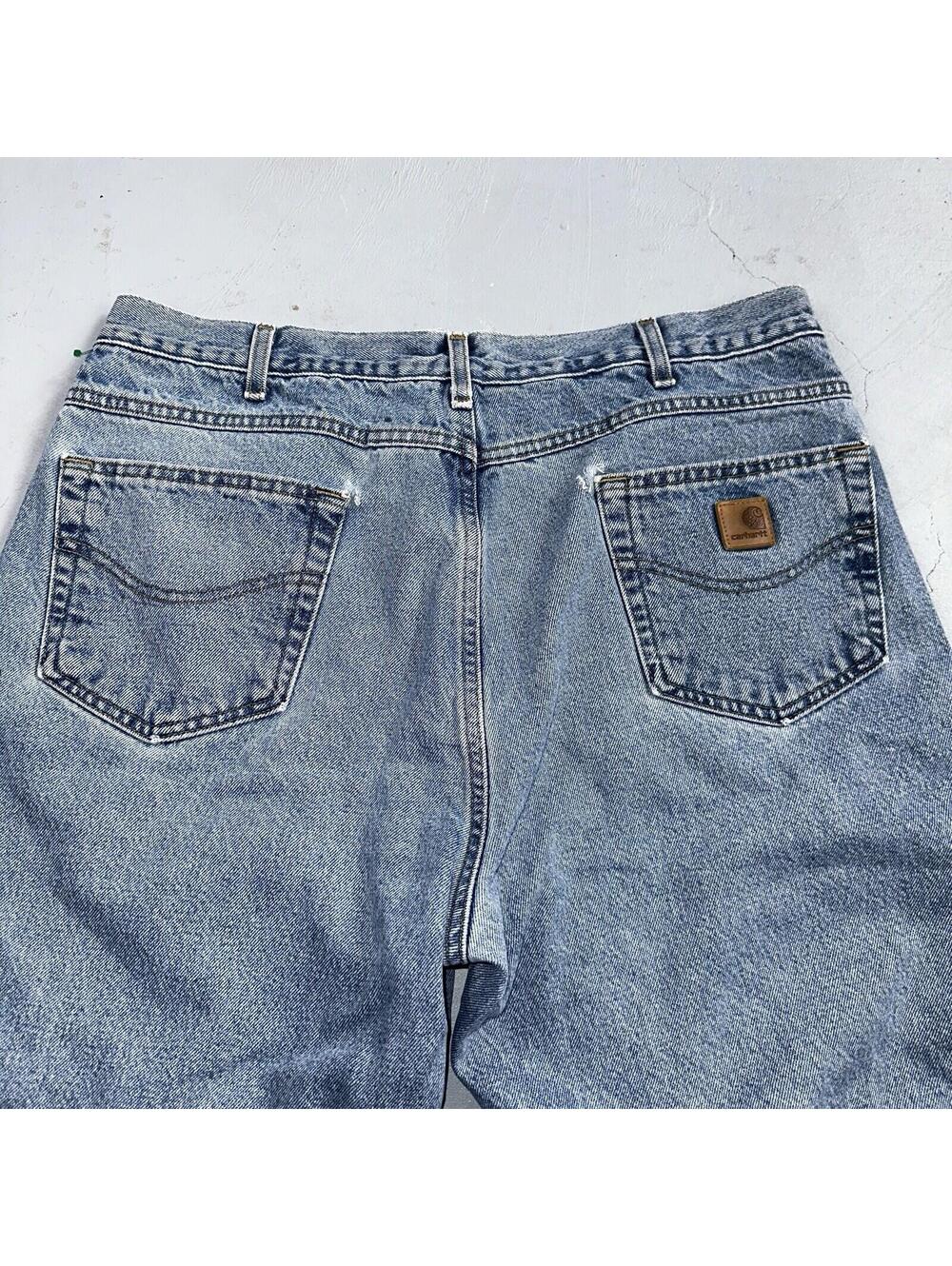 Carhartt Jeans Mens 38x32 Blue Denim Flannel Lined Relaxed Fit Chore Workwear - Picture 16 of 16